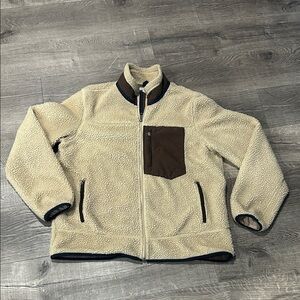 Men’s XL Merona Cream Sherpa Fleece with Brown Accents
